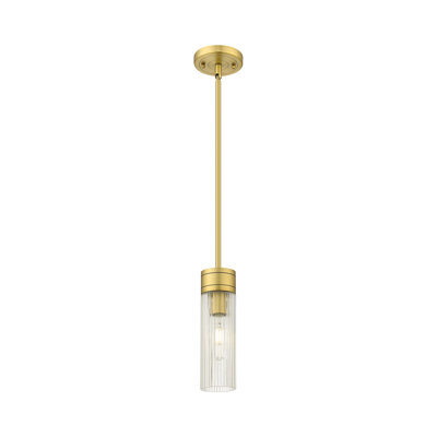Ballston - Maliyah - Mini-luminaire suspendu 1 tige 3 po avec abat-jour H 8 po - Finition laiton brossé - Abat-jour tourbillon déco
