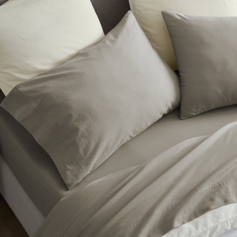 Taies d'oreiller en percale légère 100% coton Carmen, Taupe, Taies d’oreiller standards