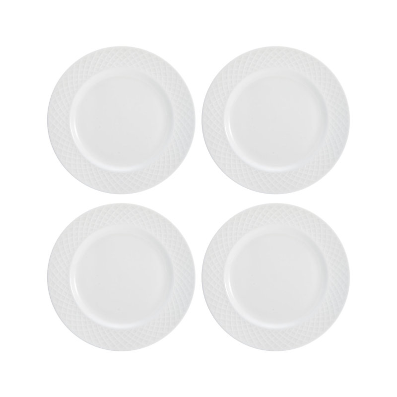 White Porcelain Trellis 16-Piece Dinnerware Set, Service for 4