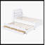 Lit plateforme simple en bois avec lit gigogne et tête de lit à DEL avec tiroirs, blanc