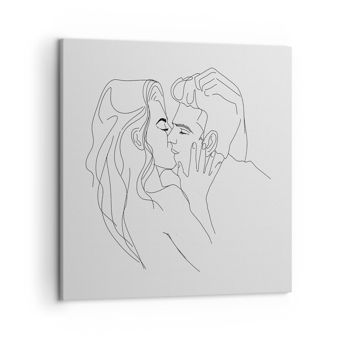 Leinwandbild Kiss Couple Sketch