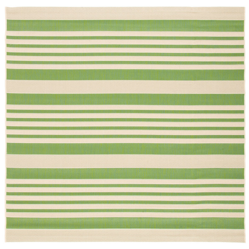 Arneshia Striped Machine Made Power Loom Acrylic Indoor / Outdoor Area Indoor/Outdoor Area Rug in Green/Beige, Square 4'