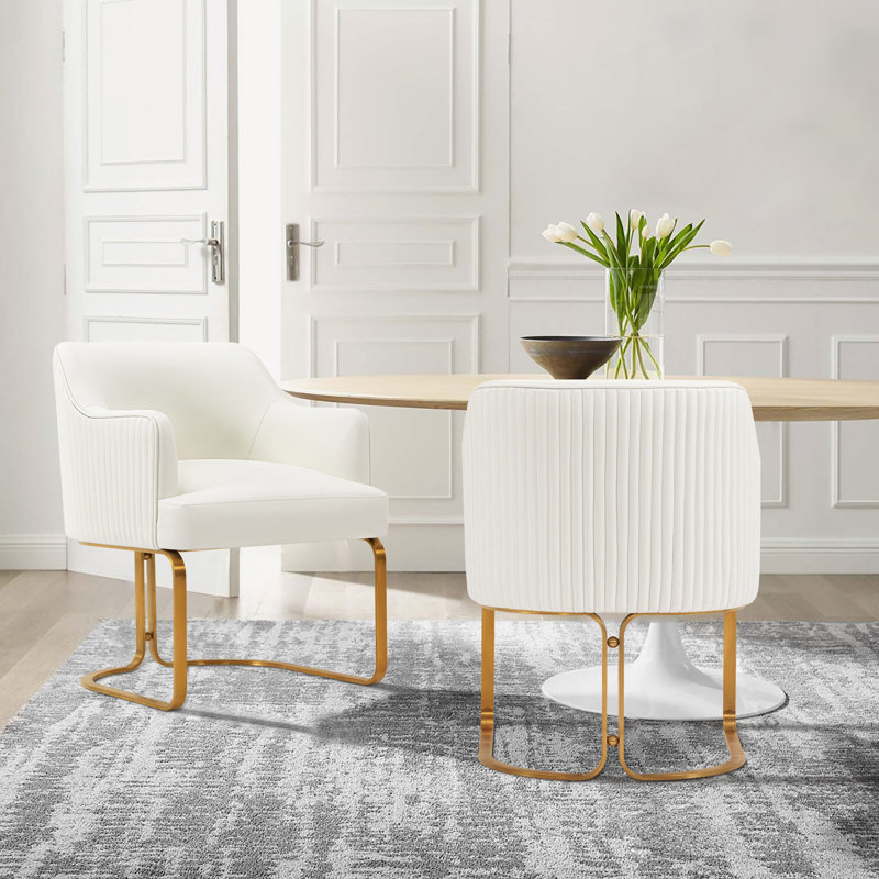 Linets Leatherette Side Chair Dining Chair, 2, Cream