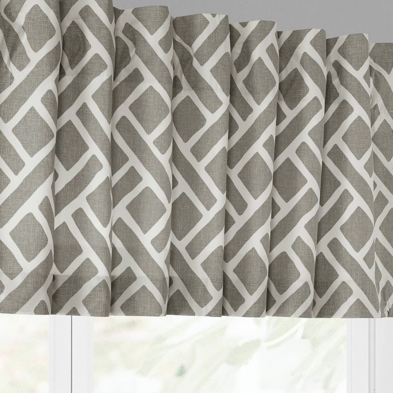 Brenan Printed Cotton Tailored 50'' Room Darkening Window Valance for Living Room, Bedroom and Kitchen, Taupe