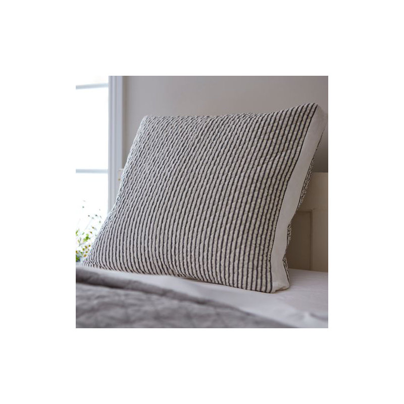 Bergen Stripe Box Throw Pillow, Cream/Navy