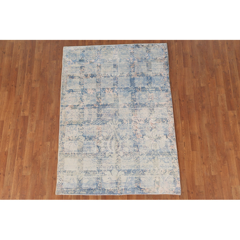 Tapis moderne fait à la main à motif abstrait 4 x 6