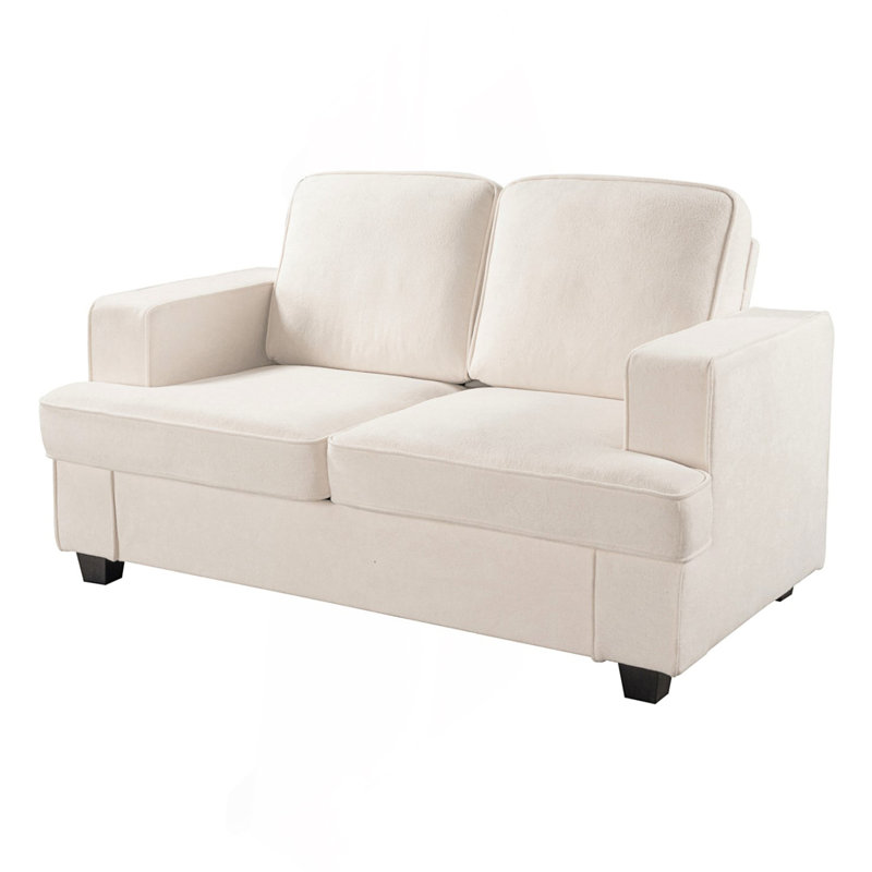 Causeuse moderne, canapé confortable 2 places avec assise profonde, canapé de salon, Velours ivoire