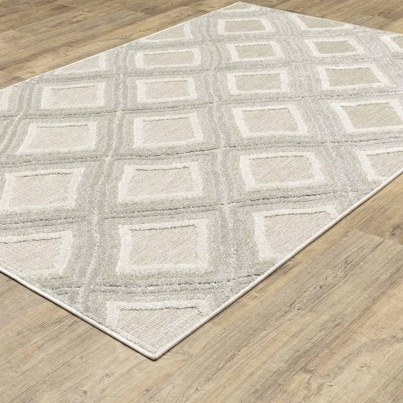 Tapis gris / beige Tomiris, Rectangle 9 pi 10 po x 12 pi 10 po