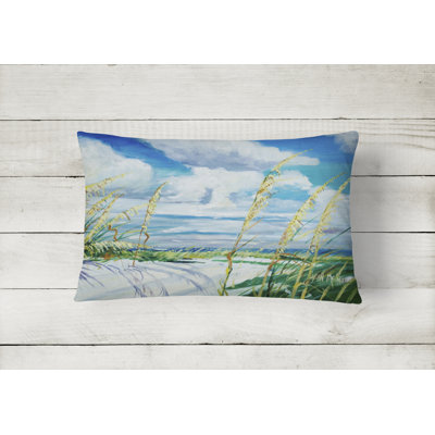 Sea Oats Outdoor Reversible Throw Pillow