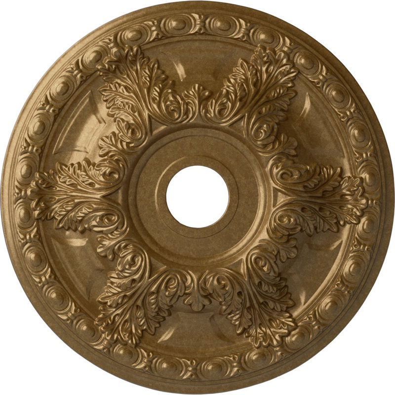 Médaillon de plafond H 2 1/2 po x l 23 3/8 po x P 2 1/2 po Granada, Or pâle, H 23,38 po x l 23,38 po x P 2,5 po