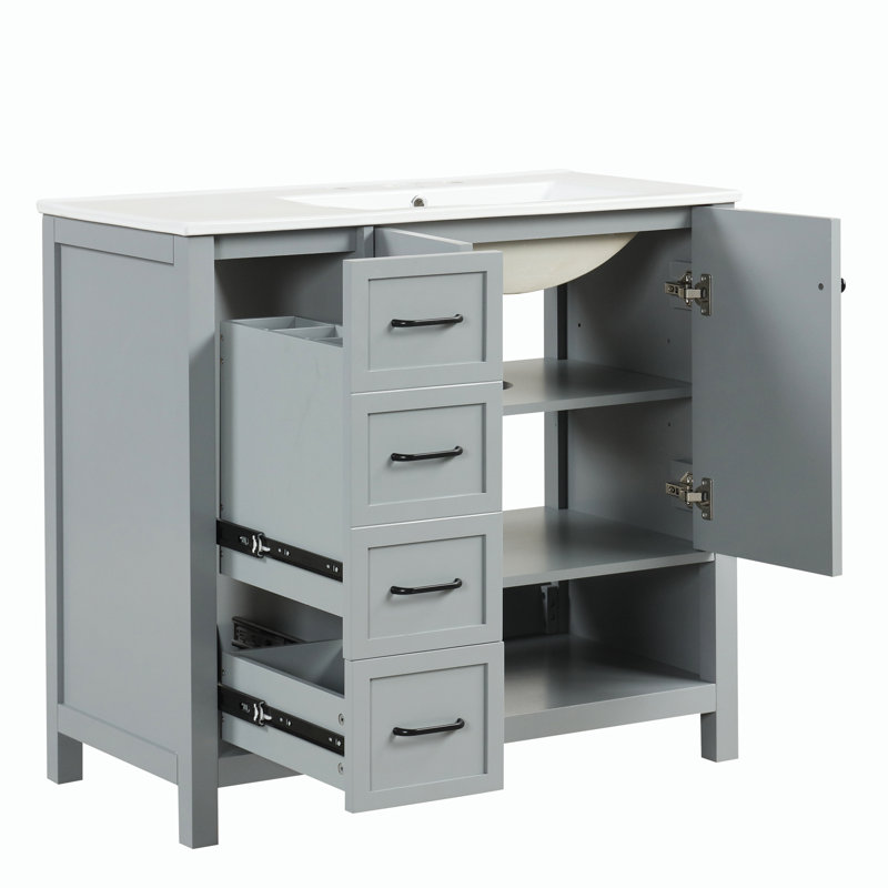 Meuble-lavabo 36 po avec comptoir d'évier, Gris