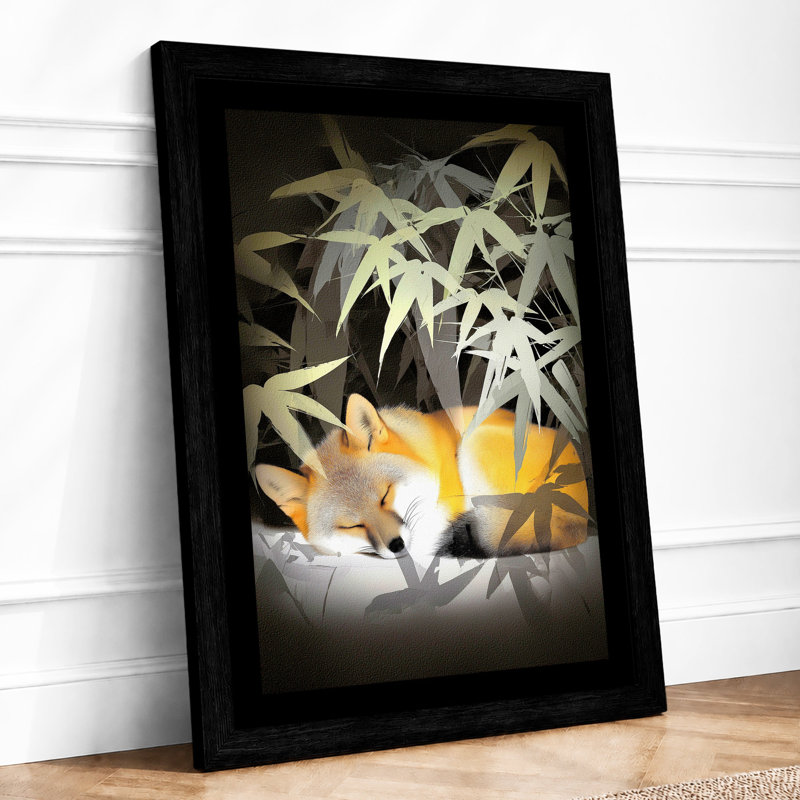 Fox Among Stars Minimalist 1 Piece Single Picture Frame Wall Art, A4 - 29.7 x 21.0 cm, Black