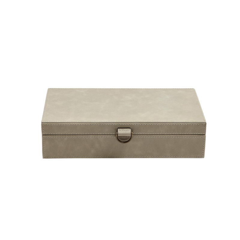 Boîte à bagues en cuir marbré, H 3,25 po x l 7,5 po x P 13 po, Gris clair