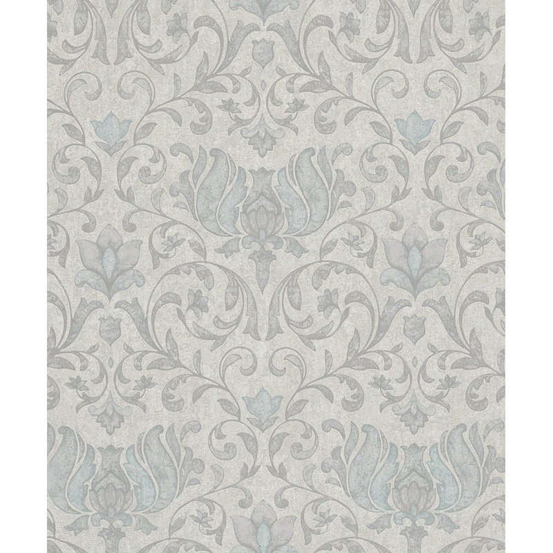 City Romance Damask Wallpaper, Grey