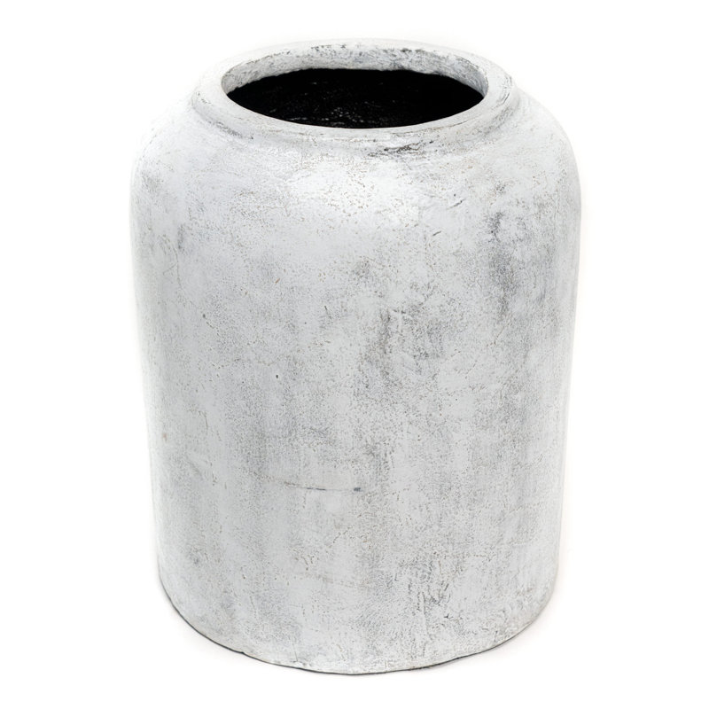 Antique White Cement Planter, Decorative Plant Pots for All House Plants, 35" H x 21.65" W x 21.65" D