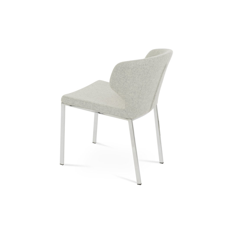 Chaise en métal Amed Plus, Laine argentée