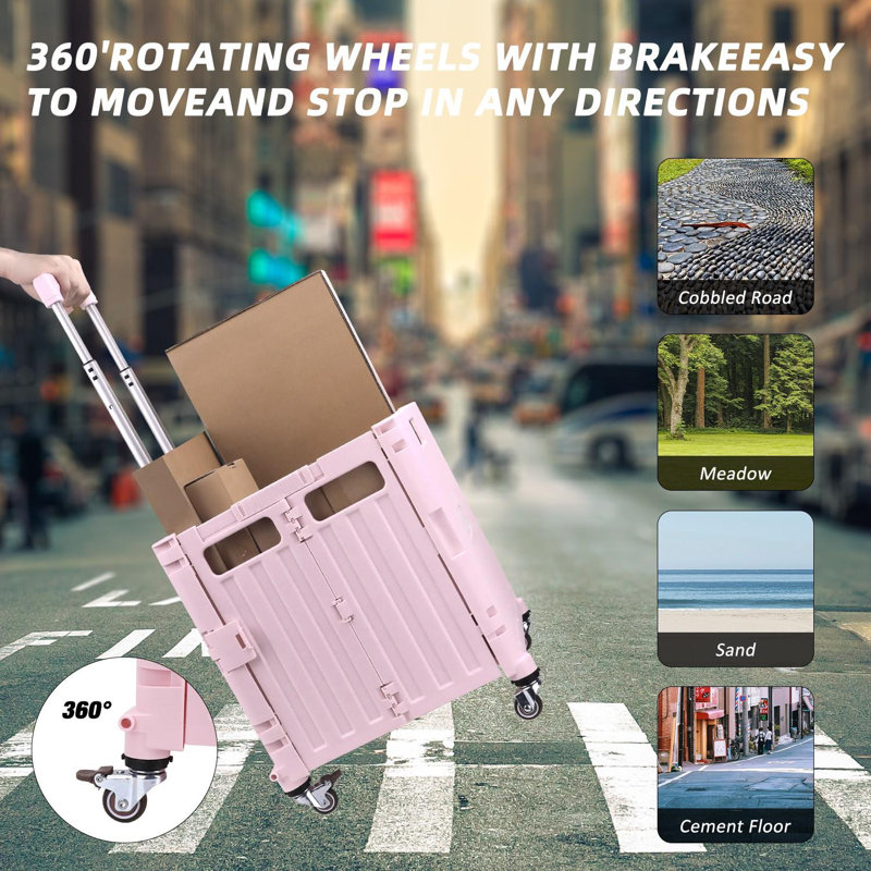 43cm H x 38cm W Utility Cart, Pink