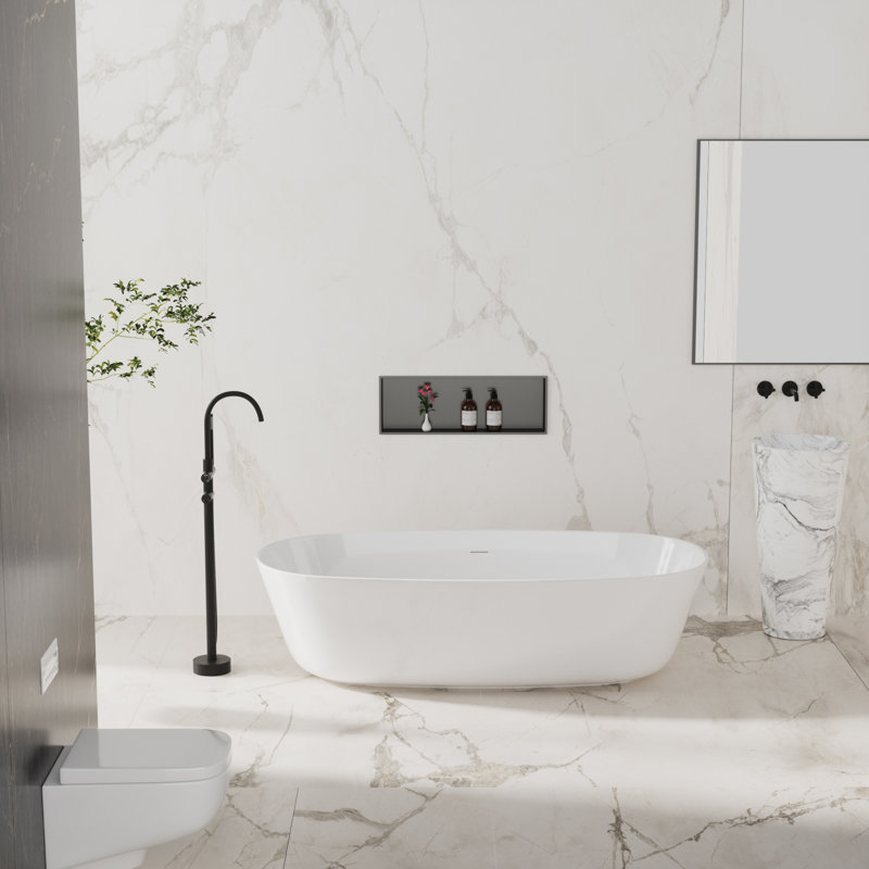 Bec de baignoire au sol avec douchette, Noir mat
