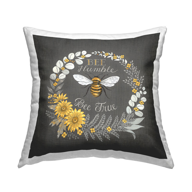 Coussin Bee Humble & True, Noir/jaune