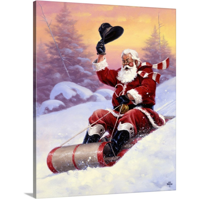 Reproduction d’art sur toile, "Here Comes Santa" par Jack sorde, H 30 po x l 24 po x P 1,25 po, Toile tendue