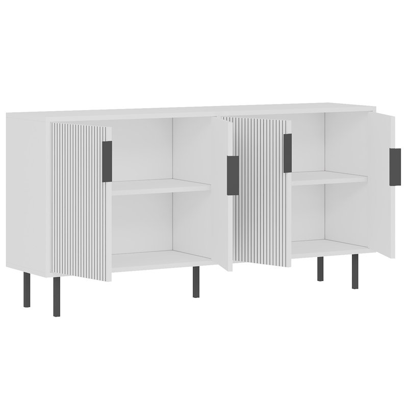 Modern Console Table, White, 59.1 x 29.5 x 14.2 inches | 100% Melamine Coated Particle Board, Thickness: 0.71 inches | Stylish & Functional Design for Entryway, Living Room, or Office Space, Durable & Elegant