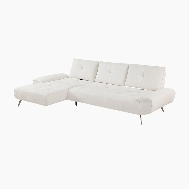  Kenner 125" Modern & Contemporary 2-Piece Sectional - Chenille Sectional, Customizable Seat Depth, Chaise for Lounging
