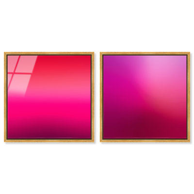 «Pink Gradient Dream», ensemble d'art mural abstrait encadré par Art Remedy, cadre doré, 24 x 24