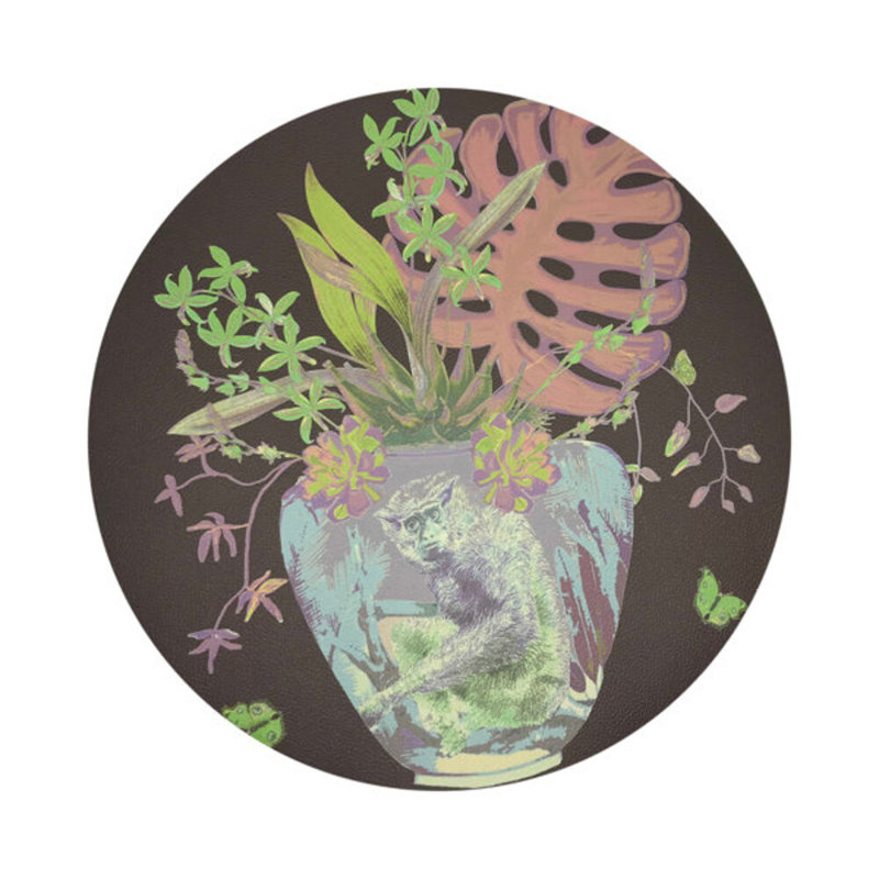 Monkey Large Jungle Pebble 16" Vinyl Placemat, Chocolate