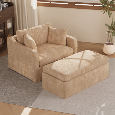 Accent Chair Set,Chenille Accent Armchair And Ottoman