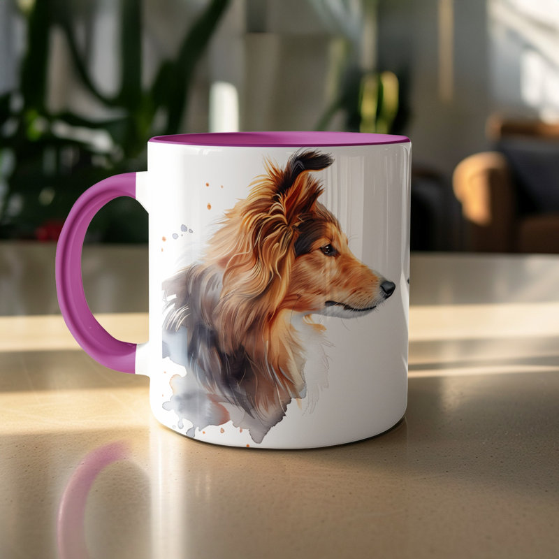 11oz Watercolour Boxer Dog Design Coffee Mug, 2, Purple