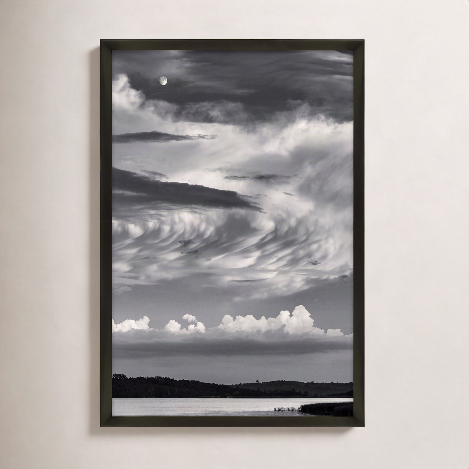 Garden Sign "Island Lake Moon" Print, 20" H x 14" W x 1.25" D, Black
