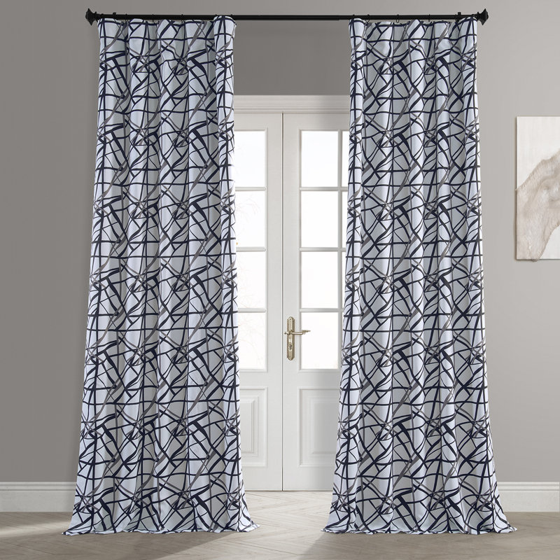 Printed Room Darkening Curtains for Living Room - Bedroom Curtains for Large Window Single Panel, 50" W x 108" L