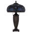Lampe de table avec chaînette, vitrail Tiffany bleu, bronze foncé 26 pouces