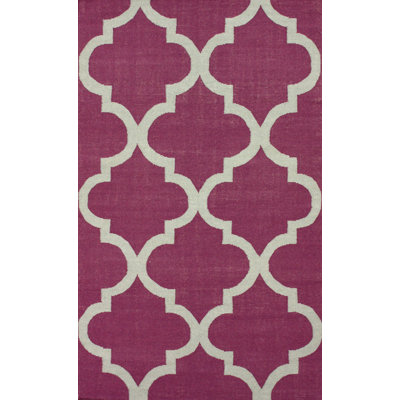 Tapis mauve en laine tissé à la main Panama Trellis