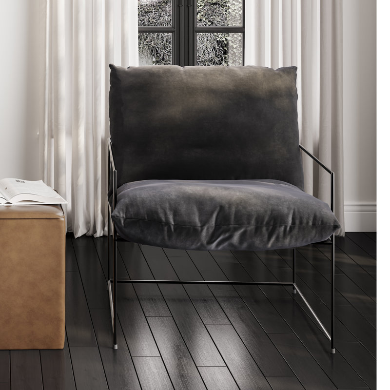 BROOK ACCENT CHAIR, Black, Velvet