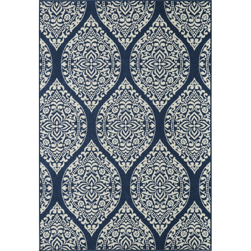Tapis intérieur / extérieur bleu marine Craine, Rectangle 8 pi 6 po x 13 pi
