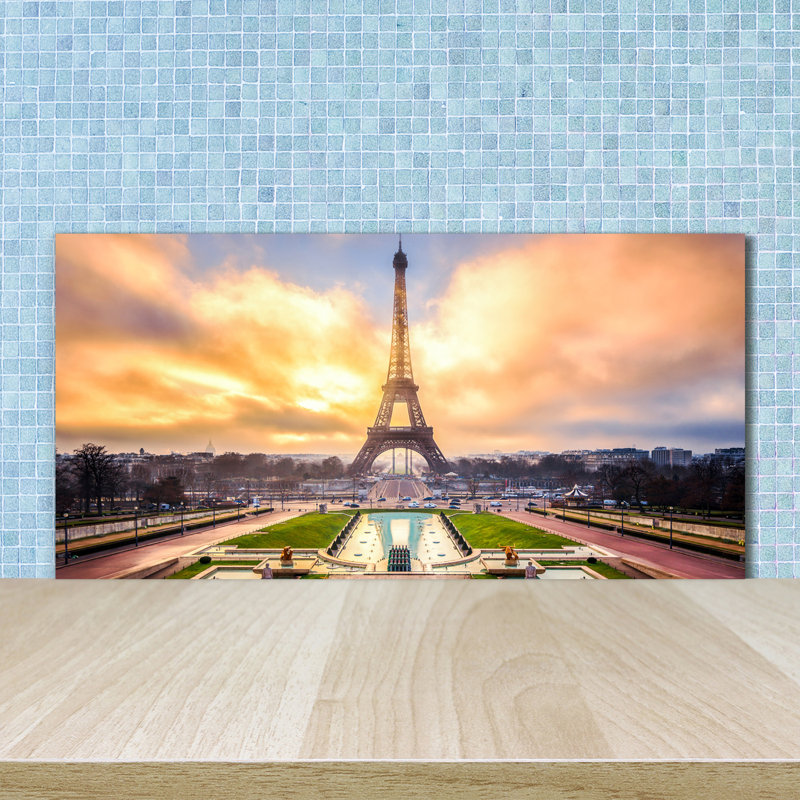 Sebastianne Yellow - Eiffel Tower Paris - No Frame Print on Glass