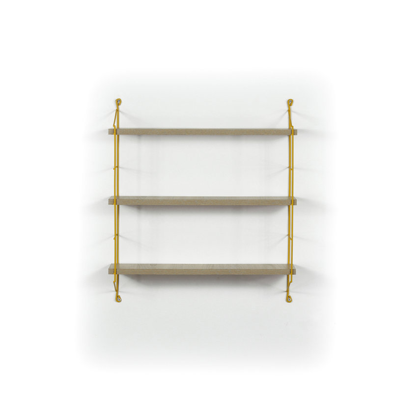 Étagère murale rustique avec support à 3 niveaux - pour livres et objets de collection, Chêne