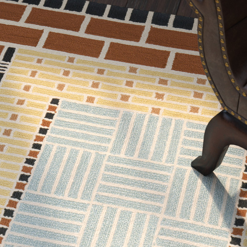 Bowden Hand Hooked Performance Geometric Rug, Rectangle 5' x 8'