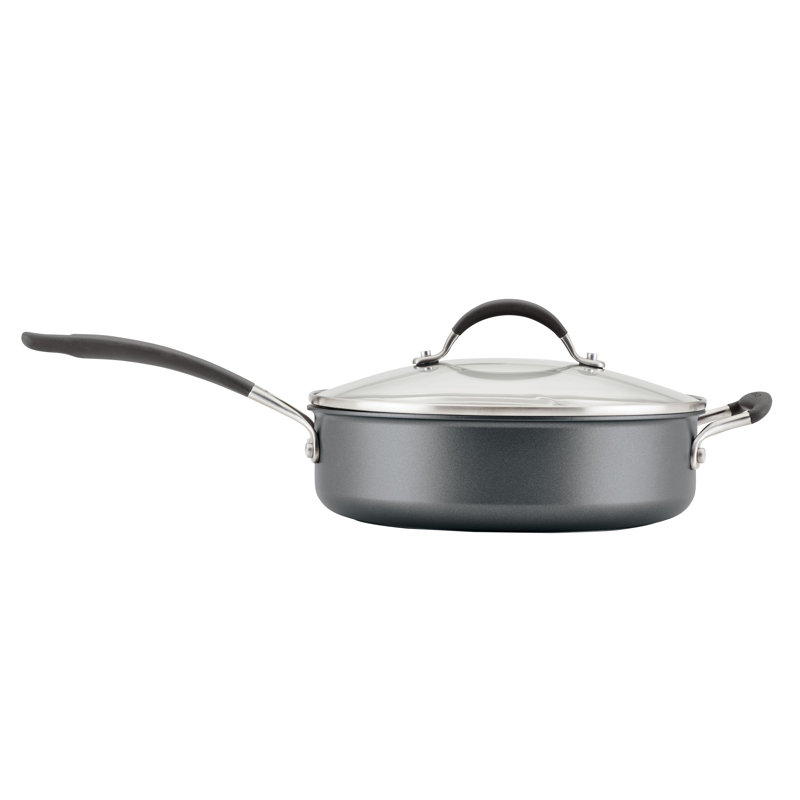 Gray 5-Quart Non-Stick Aluminum Saute Pan with Lid