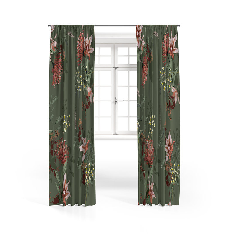 Panneau de rideau floral semi-transparent, L 40 po x L 82 po