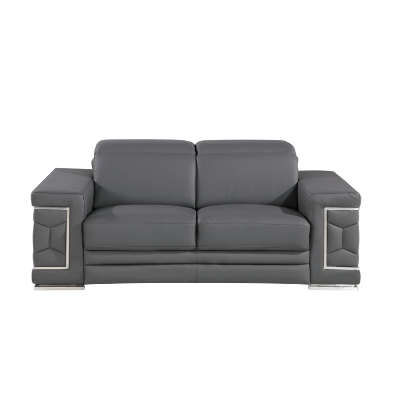 Causeuse en cuir véritable Charliee, Gris