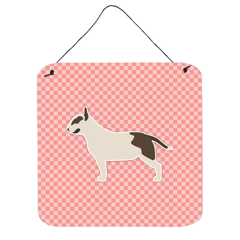 Décoration murale damier bull terrier, Rose