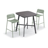 Eiland 36" Square Bar Table -Carbon And 2 Kapri Bar Chairs