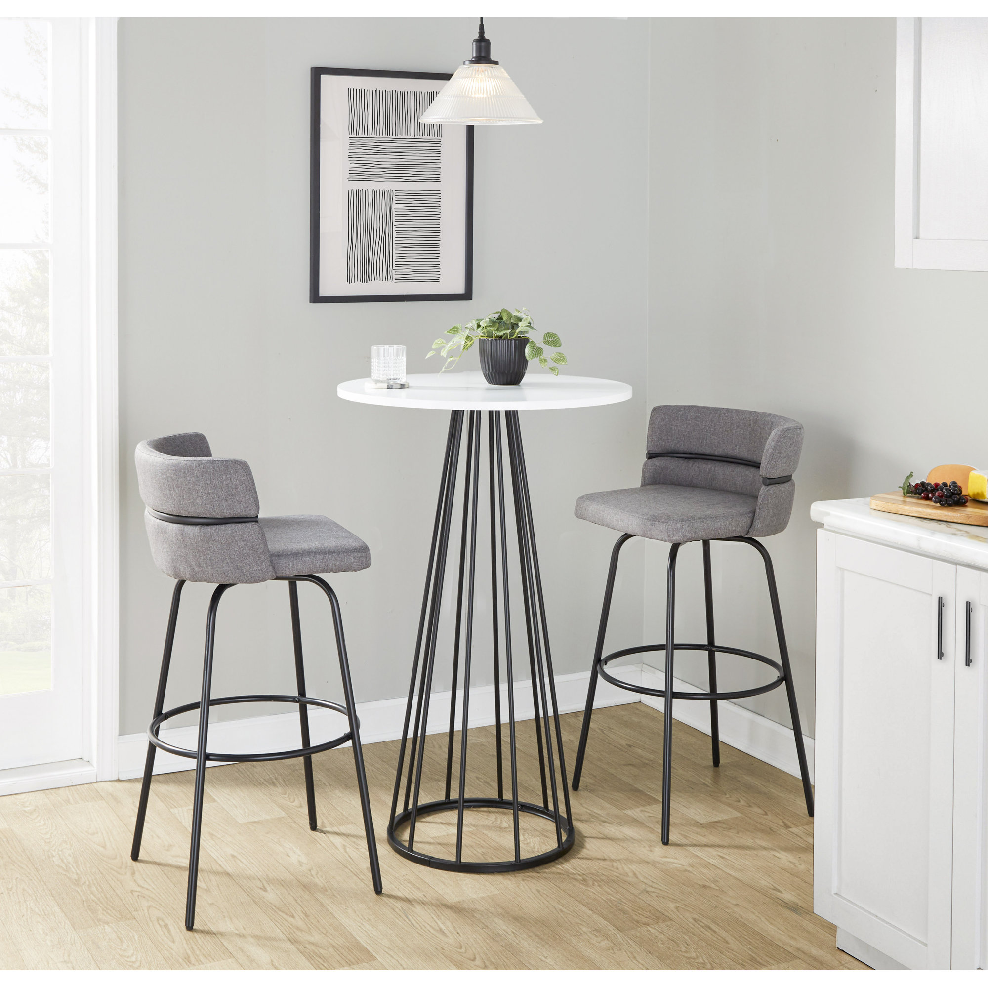 Canary Cosmo Counter Table, White, Black, 42"