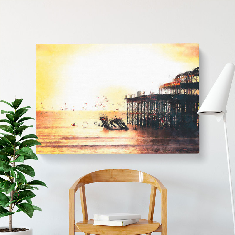 The West Pier on Brighton Beach - Wrapped Canvas, 35cm H x 50cm W x 3cm D
