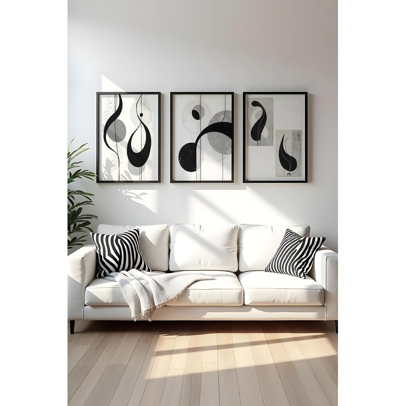 Élégantes peintures décoratives en panneau de fibres à densité moyenne (3 pièces), cadre en bois massif, 8 po x 12 po | Art 100% MDF avec une épaisseur de 0,12 pouce | Parfait pour le salon, la chambre à coucher et le bureau, design élégant et contemporain