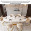 Table de salle à manger ovale légère et luxueuse, légère et brillante-1295161402