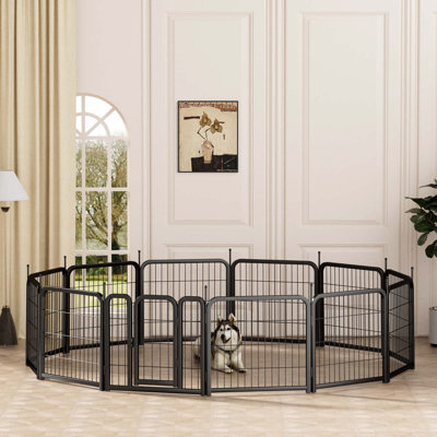 Parc pour chien extérieur, clôture à 12 panneaux pour animaux 24 po, enclos pour petits chiens, enclos d'exercice pour chiots / lapins / petits animaux, parc portatif pour camping-car, cour intérieure