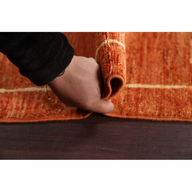 Tapis de couloir oriental Karell Gabbeh Kashkoli orange noué à la main 3 x 10